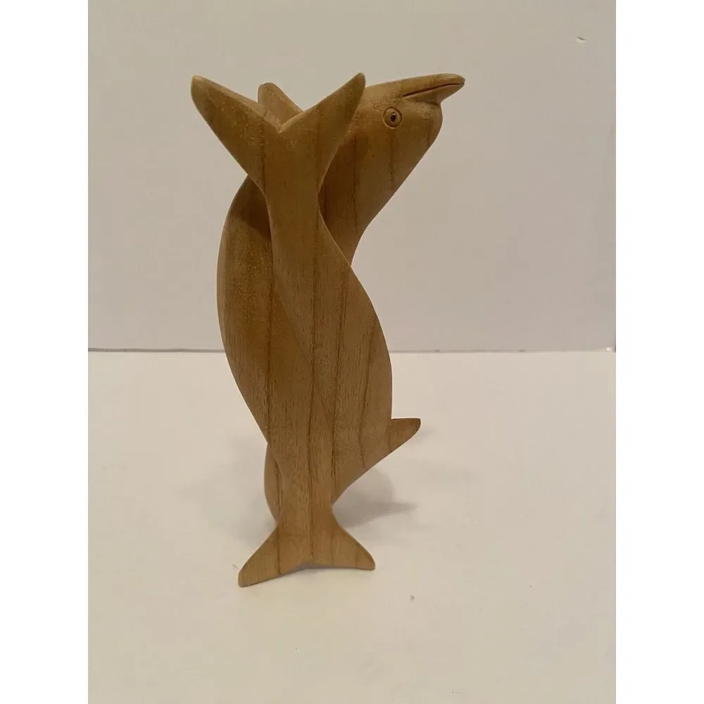 Twisted Dancing Dolphins Solid Wood‎ Figurine 8